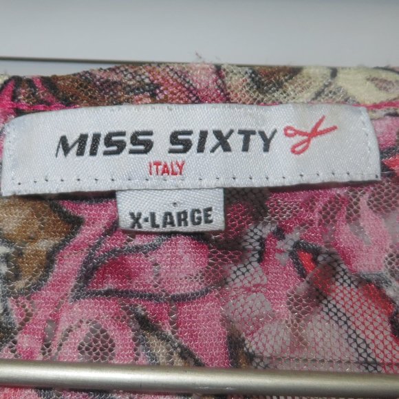 ❤️RARE MISS SIXTY OF ITALY Top Sequins Flowers Beads Sz XL 35 Bust - Picture 3 of 9